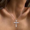 imageBriLove Dainty Elegant Cross Neckalce for Women 925 Sterling Silver Cubic Zirconia Pendant Choker Necklace JewelryClear