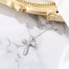 imageBriLove Dainty Elegant Cross Neckalce for Women 925 Sterling Silver Cubic Zirconia Pendant Choker Necklace JewelryClear
