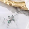 imageBriLove Dainty Elegant Cross Neckalce for Women 925 Sterling Silver Cubic Zirconia Pendant Choker Necklace JewelryEmerald Color