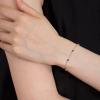 imageBriLove Dainty Gorgeous 925 Sterling Silver Birthstone Bracelets for WomenSix Emerald Cut Tennis Bracelet Birthday Prom Gifts JewelrySapphire Color GoldTone