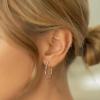 imageBriLove Dainty Simple 925 Sterling Silver Hoop Dangle Stud Earrings for Women Birthday Valentines Day AnniversarySilverTone
