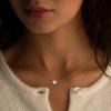 imageBriLove Personalized 925 Sterling Silver Dainty Small Tiny Initial Heart Pendant Choker Necklace Gift for Women Mothers DayValentines DayBirthdayChristmasAnniversaryI