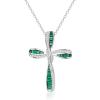 imageBriLove Dainty Elegant Cross Neckalce for Women 925 Sterling Silver Cubic Zirconia Pendant Choker Necklace JewelryEmerald Color
