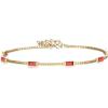 imageBriLove Dainty Gorgeous 925 Sterling Silver Birthstone Bracelets for WomenSix Emerald Cut Tennis Bracelet Birthday Prom Gifts JewelryRuby Color GoldTone