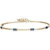 imageBriLove Dainty Gorgeous 925 Sterling Silver Birthstone Bracelets for WomenSix Emerald Cut Tennis Bracelet Birthday Prom Gifts JewelrySapphire Color GoldTone