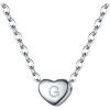 imageBriLove Personalized 925 Sterling Silver Dainty Small Tiny Initial Heart Pendant Choker Necklace Gift for Women Mothers DayValentines DayBirthdayChristmasAnniversaryG