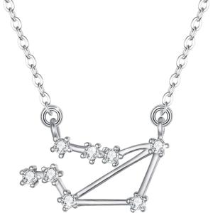 imageBriLove 925 Sterling Silver Necklace Gifts for Mom Women Constellation Zodiac 12 Horoscope Astrology CZ Pendant Mothers DayValentines DayBirthdayChristmasAnniversaryLibra  Full Ver