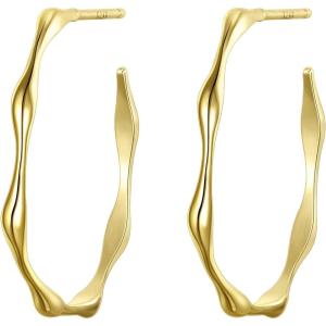 imageBriLove Dainty Simple 925 Sterling Silver Hoop Dangle Stud Earrings for Women Birthday Valentines Day Anniversary14K GoldTone