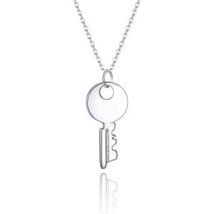 imageBriLove Gifts for Mom 925 Sterling Silver Unique Personalized Key Pendant Valentines Day Necklace for Women Mothers DayValentines DayBirthdayChristmasAnniversarySilverTone