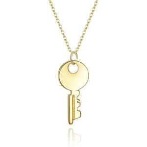 imageBriLove Gifts for Mom 925 Sterling Silver Unique Personalized Key Pendant Valentines Day Necklace for Women Mothers DayValentines DayBirthdayChristmasAnniversaryGoldTone