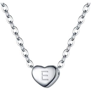 imageBriLove Personalized 925 Sterling Silver Dainty Small Tiny Initial Heart Pendant Choker Necklace Gift for Women Mothers DayValentines DayBirthdayChristmasAnniversaryE