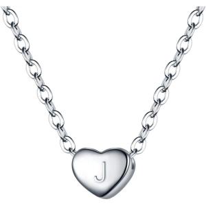 imageBriLove Personalized 925 Sterling Silver Dainty Small Tiny Initial Heart Pendant Choker Necklace Gift for Women Mothers DayValentines DayBirthdayChristmasAnniversaryJ
