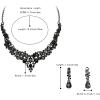 imageBriLove Alloy Crystal Teardrop Cluster Statement Necklace Clipon Earrings Set02Black BlackTone