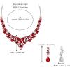 imageBriLove Alloy Crystal Teardrop Cluster Statement Necklace Clipon Earrings Set06Ruby Color SilverTone