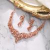 imageBriLove Alloy Crystal Teardrop Cluster Statement Necklace Clipon Earrings Set09Peach RoseGoldTone