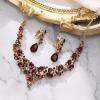 imageBriLove Alloy Crystal Teardrop Cluster Statement Necklace Clipon Earrings Set10Deep Amethyst Color GoldTone