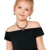 imageBriLove Alloy Crystal Teardrop Cluster Statement Necklace Clipon Earrings Set10Deep Amethyst Color GoldTone