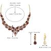 imageBriLove Alloy Crystal Teardrop Cluster Statement Necklace Clipon Earrings Set10Deep Amethyst Color GoldTone