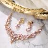 imageBriLove Alloy Crystal Teardrop Cluster Statement Necklace Clipon Earrings Set11Pink GoldTone