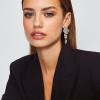 imageBriLove Art Deco Angel Wings Rhinestone Retro Statement Earrings for Women Dangling Chandelier Long Drop01Clear SilverTone
