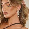 imageBriLove Art Deco Angel Wings Rhinestone Retro Statement Earrings for Women Dangling Chandelier Long Drop02Clear GoldTone