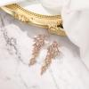 imageBriLove Art Deco Angel Wings Rhinestone Retro Statement Earrings for Women Dangling Chandelier Long Drop03Pink GoldTone