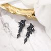 imageBriLove Art Deco Angel Wings Rhinestone Retro Statement Earrings for Women Dangling Chandelier Long Drop04Sapphire Color BlackTone