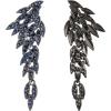 imageBriLove Art Deco Angel Wings Rhinestone Retro Statement Earrings for Women Dangling Chandelier Long Drop04Sapphire Color BlackTone