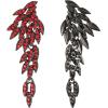 imageBriLove Art Deco Angel Wings Rhinestone Retro Statement Earrings for Women Dangling Chandelier Long Drop05Ruby Color BlackTone