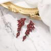imageBriLove Art Deco Angel Wings Rhinestone Retro Statement Earrings for Women Dangling Chandelier Long Drop05Ruby Color BlackTone