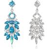 imageBriLove Art Deco Rhinestone Marquise Emerald Cut Rectangle Geometric Statement Earrings for WomenBlue SilverTone