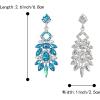 imageBriLove Art Deco Rhinestone Marquise Emerald Cut Rectangle Geometric Statement Earrings for WomenBlue SilverTone