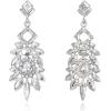 imageBriLove Art Deco Rhinestone Marquise Emerald Cut Rectangle Geometric Statement Earrings for WomenClear SilverTone