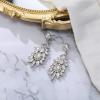 imageBriLove Art Deco Rhinestone Marquise Emerald Cut Rectangle Geometric Statement Earrings for WomenClear SilverTone
