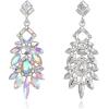imageBriLove Art Deco Rhinestone Marquise Emerald Cut Rectangle Geometric Statement Earrings for WomenIridescent AB SilverTone