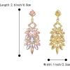 imageBriLove Art Deco Rhinestone Marquise Emerald Cut Rectangle Geometric Statement Earrings for WomenPink Goldtone