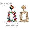 imageBriLove Art Deco Sparkly Rhinestone Marquise Rectangle Flower Statement Dangle Earrings for Women Multicolor GoldTone