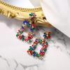 imageBriLove Art Deco Sparkly Rhinestone Marquise Rectangle Flower Statement Dangle Earrings for Women Multicolor GoldTone
