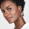 imageBriLove Art Deco Sparkly Rhinestone Rectangle Geometric Drop Statement Earrings for Women Multicolor Blacktone