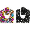 imageBriLove Art Deco Sparkly Rhinestone Rectangle Geometric Drop Statement Earrings for Women Multicolor Blacktone