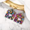 imageBriLove Art Deco Sparkly Rhinestone Rectangle Geometric Drop Statement Earrings for Women Multicolor Blacktone