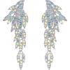 imageBriLove ClipOn Dangle Earrings Wedding Bridal Angel Wings Rhinestone Dangling Chandelier Long Drop for Women Bride02Iridescent AB SilverTone