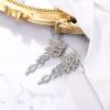 imageBriLove ClipOn Dangle Earrings Wedding Bridal Angel Wings Rhinestone Dangling Chandelier Long Drop for Women Bride02Iridescent AB SilverTone