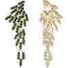 imageBriLove ClipOn Dangle Earrings Wedding Bridal Angel Wings Rhinestone Dangling Chandelier Long Drop for Women Bride04Emerald Color Goldtone