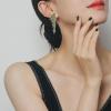 imageBriLove ClipOn Dangle Earrings Wedding Bridal Angel Wings Rhinestone Dangling Chandelier Long Drop for Women Bride04Emerald Color Goldtone