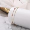 imageBriLove Dainty Elegant 925 Sterling Silver Cubic Zirconia 2 Layer Birthstone Bracelets for WomenSix Emerald Cut Tennis Bracelet Birthday Prom Gifts JewelryRuby Color GoldTone