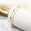 imageBriLove Dainty Elegant 925 Sterling Silver Cubic Zirconia 2 Layer Birthstone Bracelets for WomenSix Emerald Cut Tennis Bracelet Birthday Prom Gifts JewelryEmerald Color GoldTone