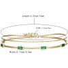 imageBriLove Dainty Elegant 925 Sterling Silver Cubic Zirconia 2 Layer Birthstone Bracelets for WomenSix Emerald Cut Tennis Bracelet Birthday Prom Gifts JewelryEmerald Color GoldTone