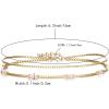 imageBriLove Dainty Elegant 925 Sterling Silver Cubic Zirconia 2 Layer Birthstone Bracelets for WomenSix Emerald Cut Tennis Bracelet Birthday Prom Gifts JewelryPink GoldTone