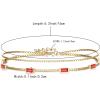 imageBriLove Dainty Elegant 925 Sterling Silver Cubic Zirconia 2 Layer Birthstone Bracelets for WomenSix Emerald Cut Tennis Bracelet Birthday Prom Gifts JewelryRuby Color GoldTone